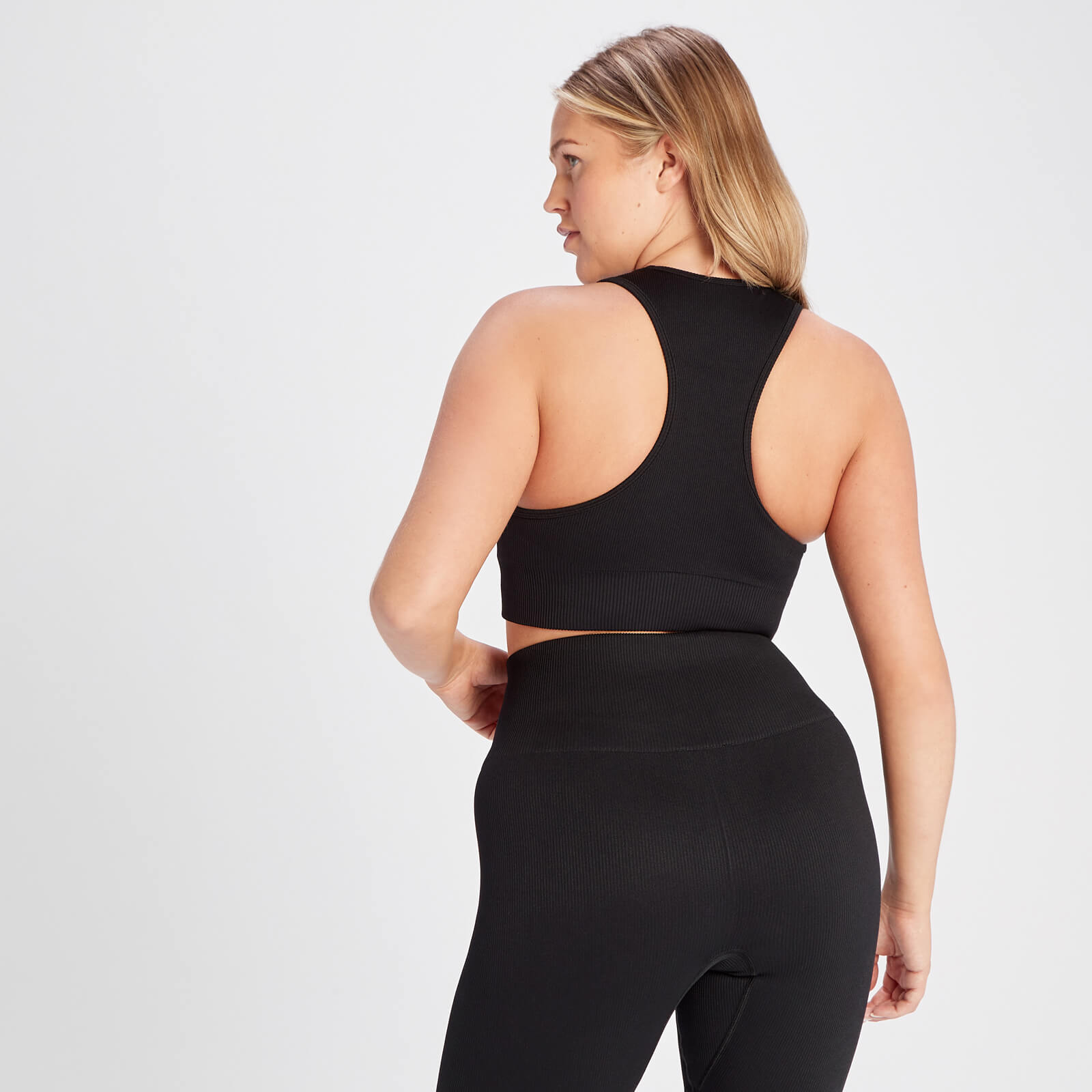 Brassière côtelée sans coutures MP Tempo pour femmes – Noir