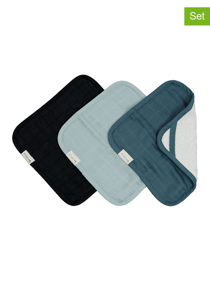 FABELAB 3er-Set: Waschlappen in Schwarz/ Hellblau/ Blau günstig kaufen onesize