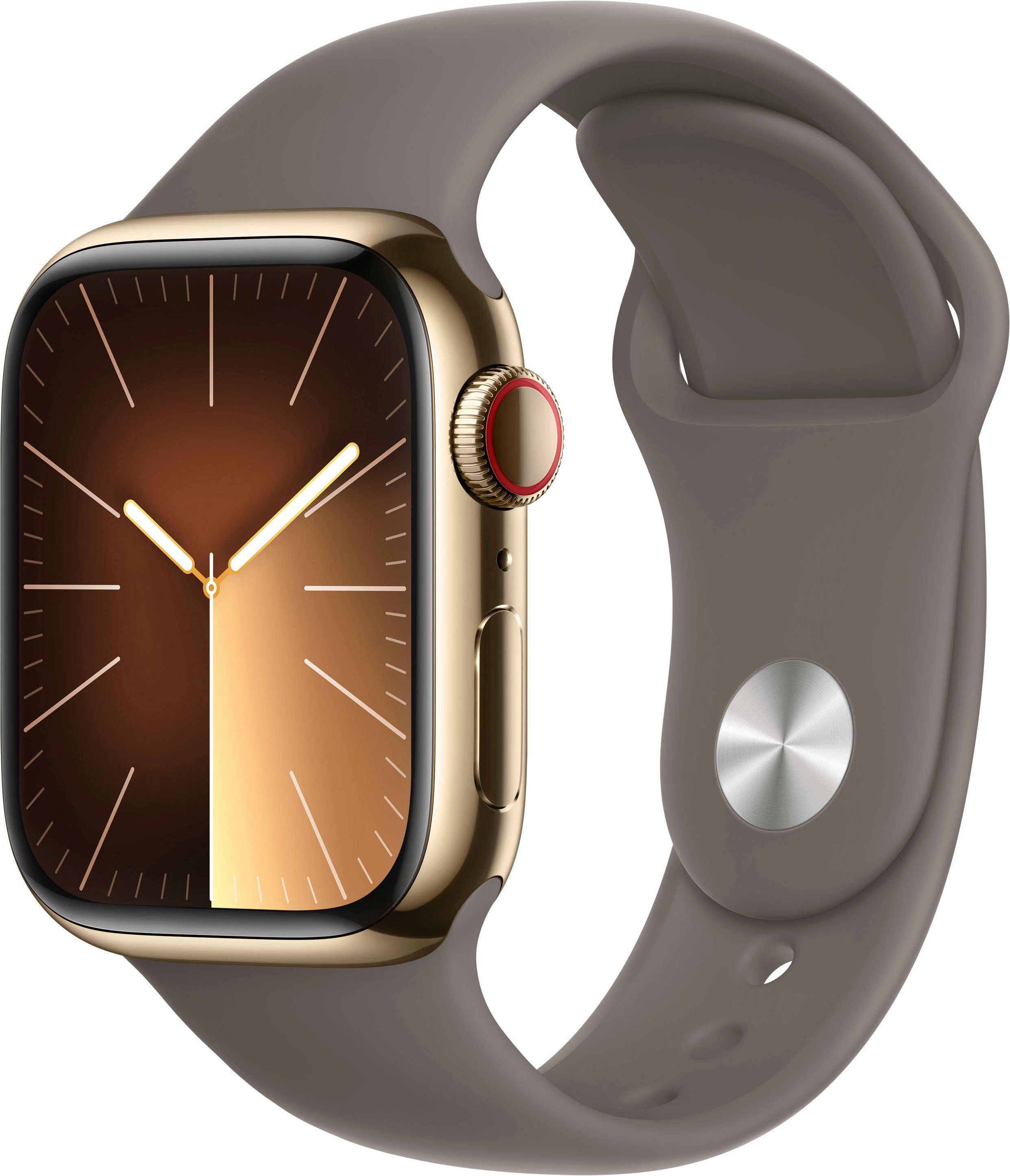 Apple Watch Series 9 GPS + Cellular 41mm Edelstahl Smartwatch (4,1 cm/1,61 Zoll, Watch OS 10), Sport Band