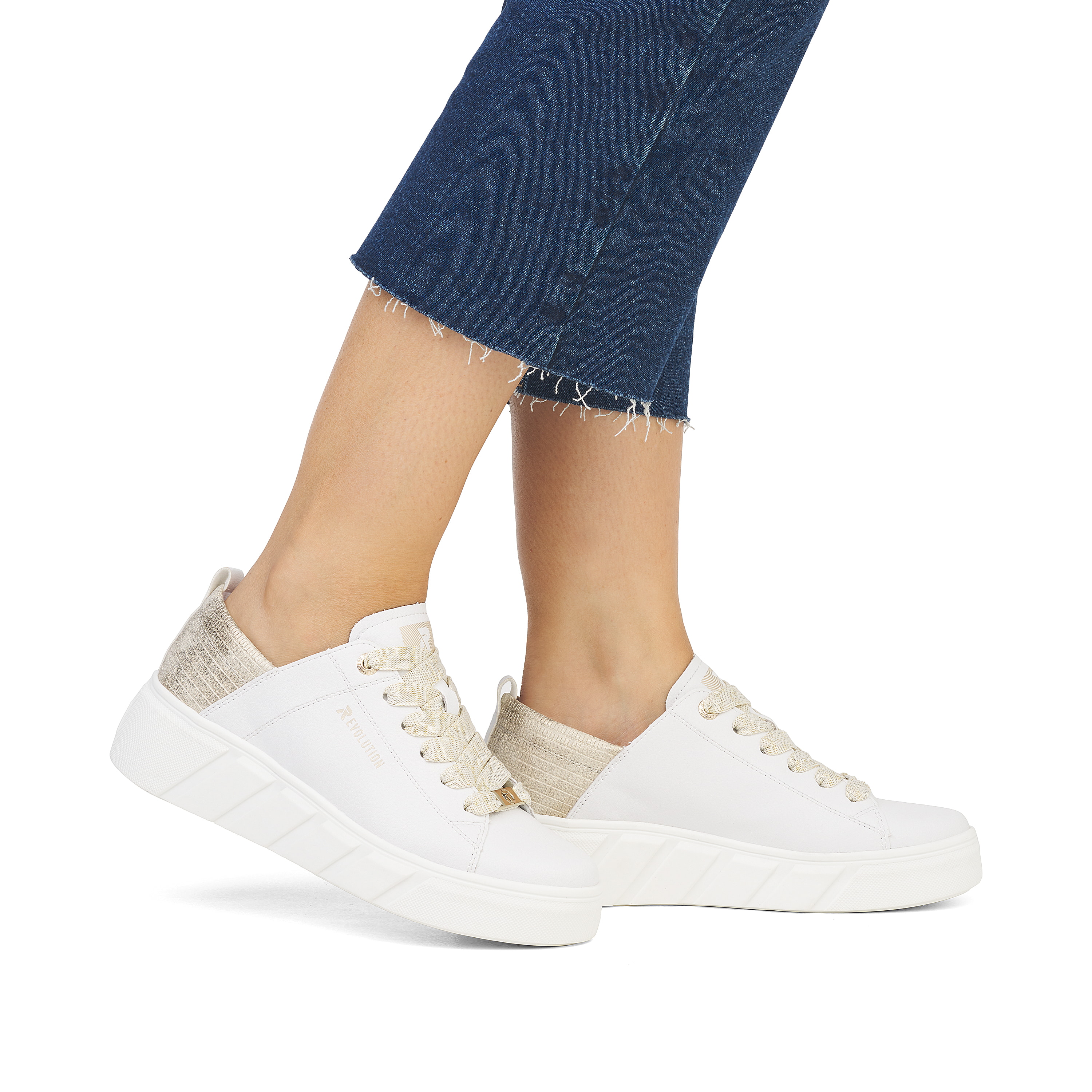 Rieker Damen Sneaker Low diamond-white champagne