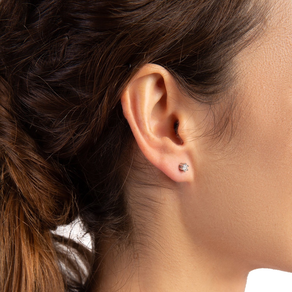FAVS Boucles d'oreilles à fermoir à poussette 375 Or blanc Boucles d'oreilles
