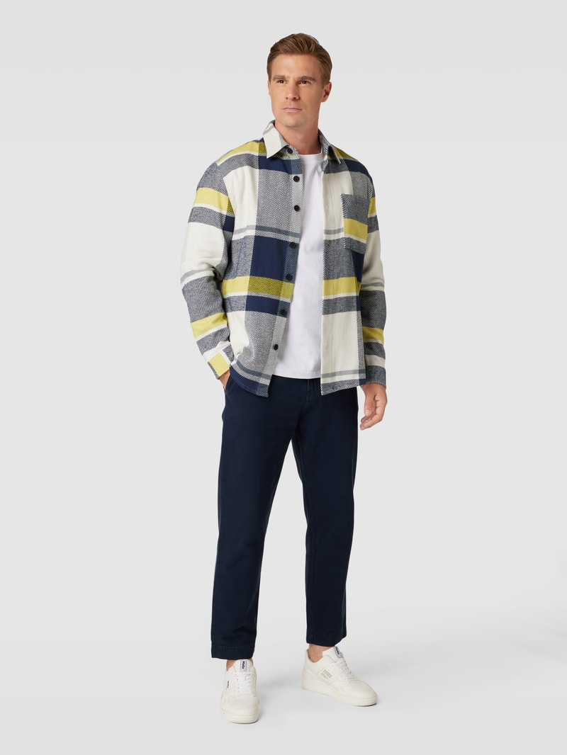 Hemdjacke mit Tartan-Karo in marineblau