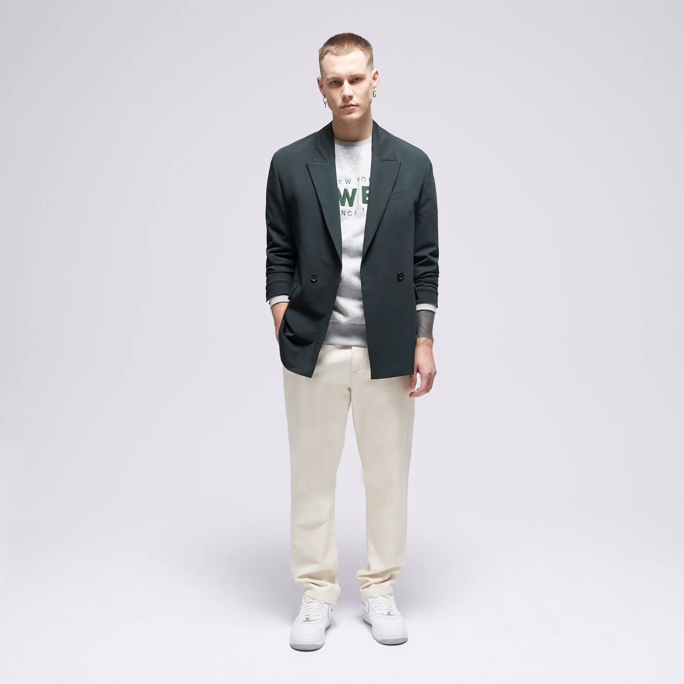NEW ERA SWEATSHIRT NE WORDMARK CREW NECK Grau