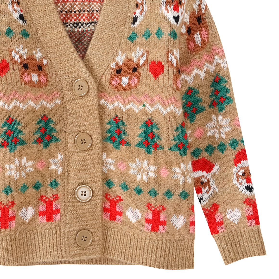 Mädchen Weihnachtsstrickjacke gemustert