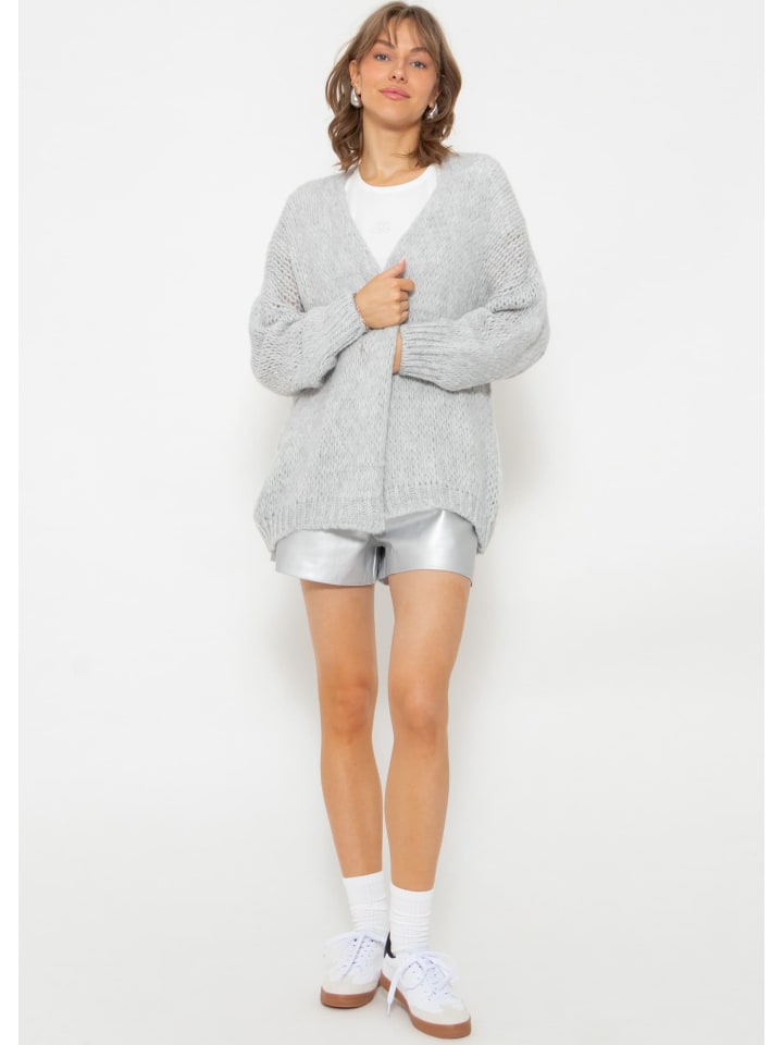 SASSYCLASSY Oversize Strick-Cardigan in Grau günstig kaufen