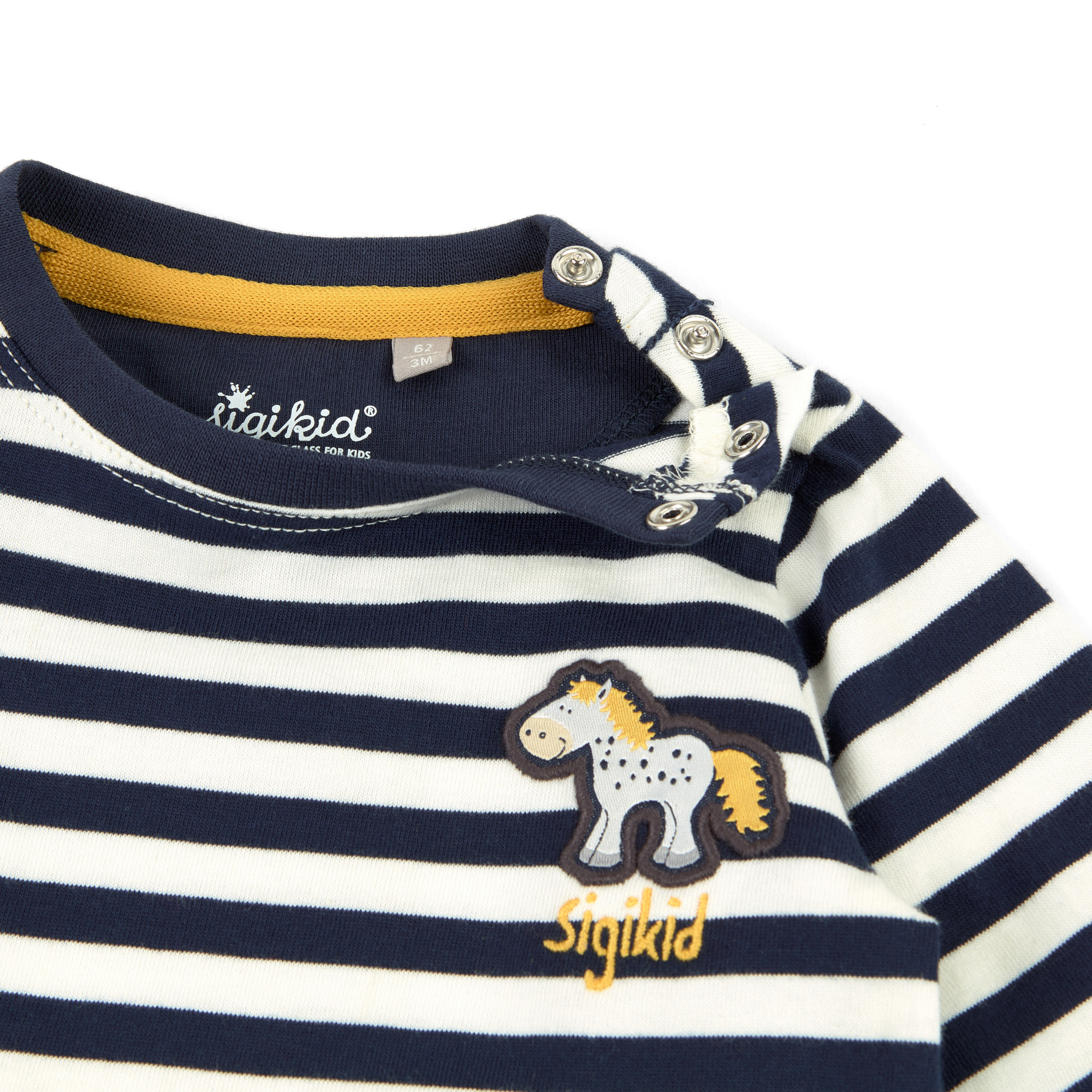 Baby Langarmshirt Pony, blau-weiß geringelt