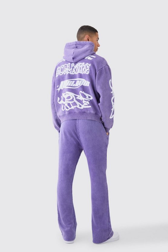 Kastiger Oversize Trainingsanzug mit Print und Kapuze