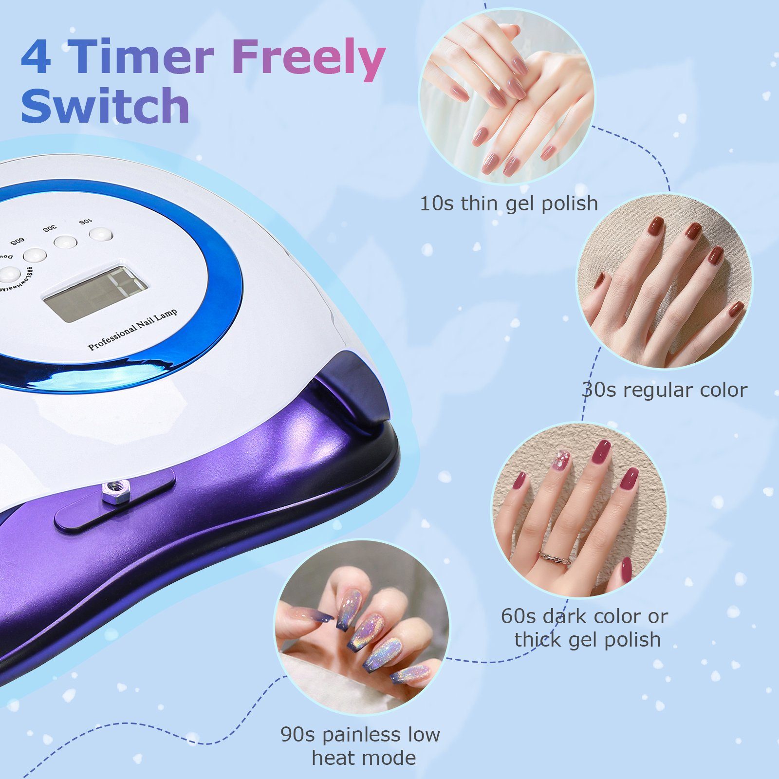 Yakimz Nagellacktrockner 168W LED UV Nagel Lampe Nageltrockner Nail Lampe mit 4 Timer