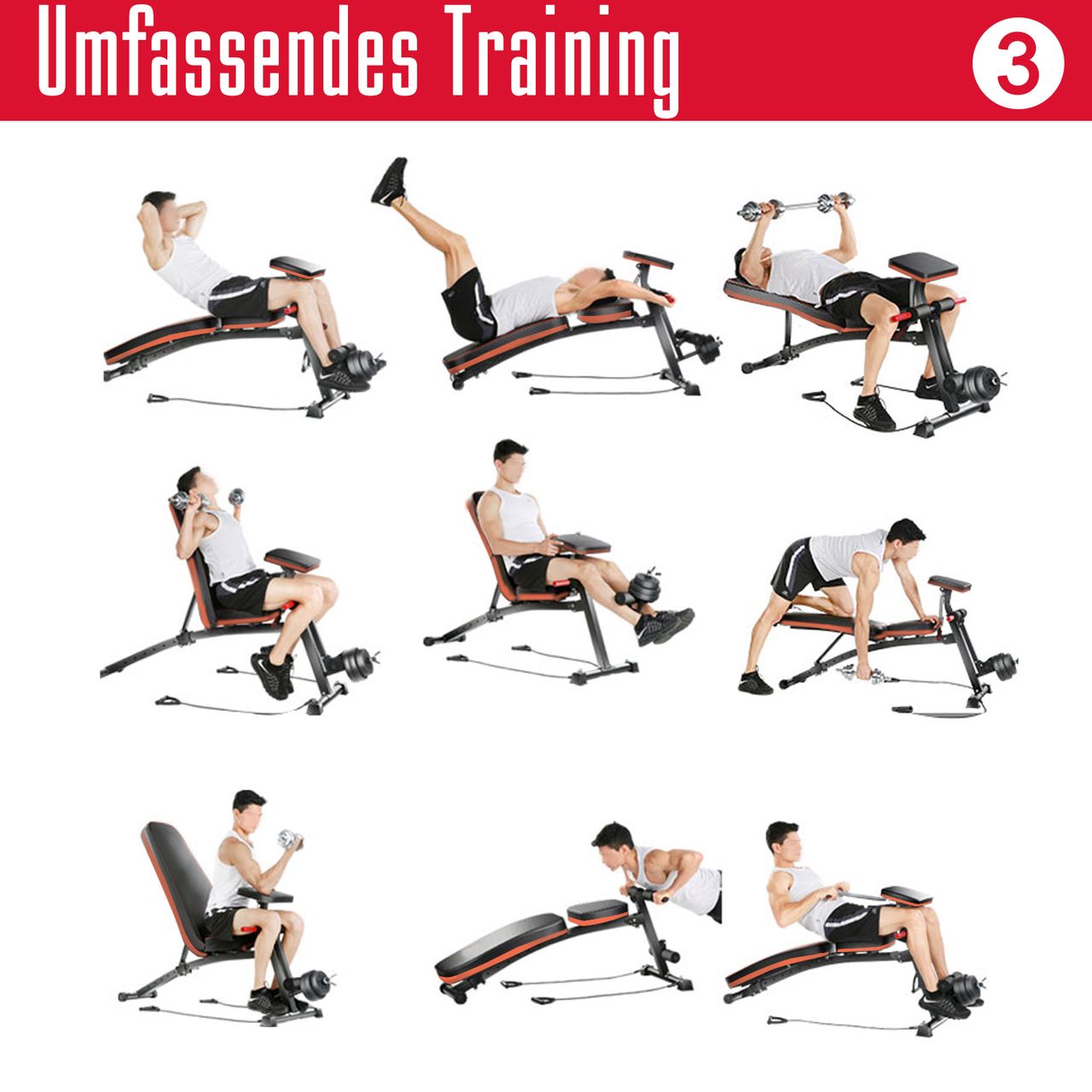 HOMCOM Multifunktion Trainingsbank Hantelbank mit Feder Gewicht bis 120kg