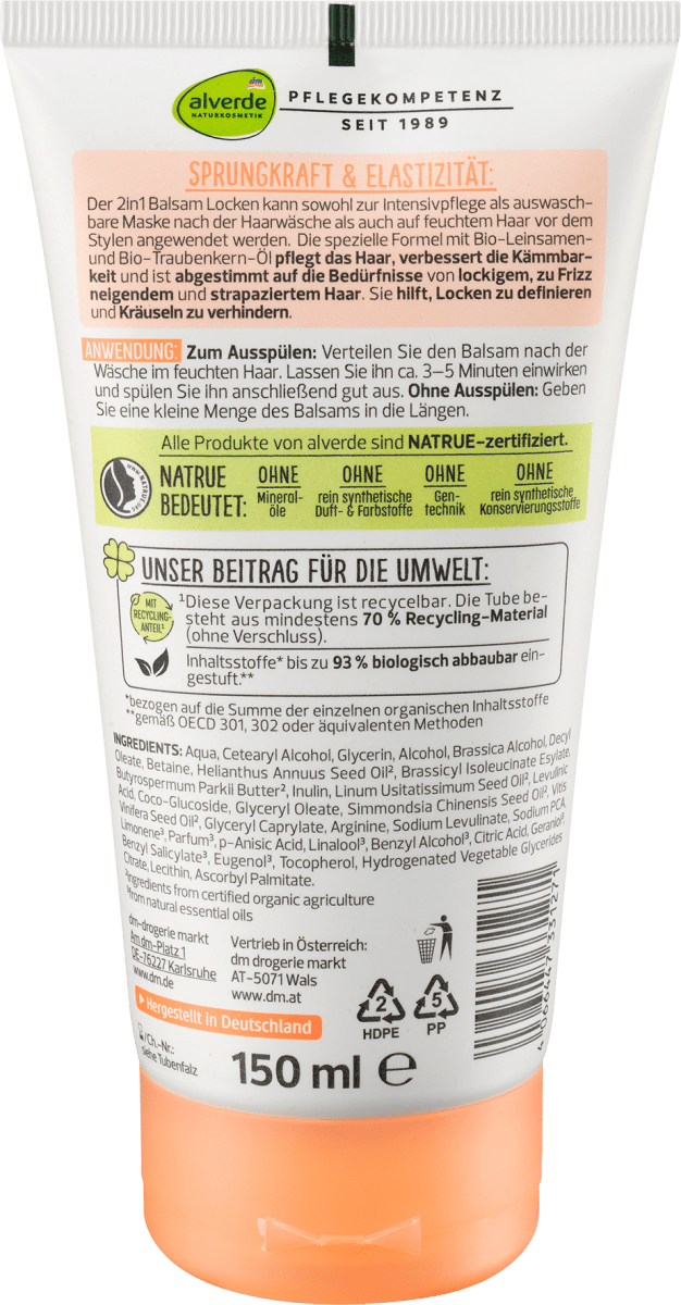 2in1 Balsam Locken Bio-Traube, Bio-Leinsamen, 150 ml