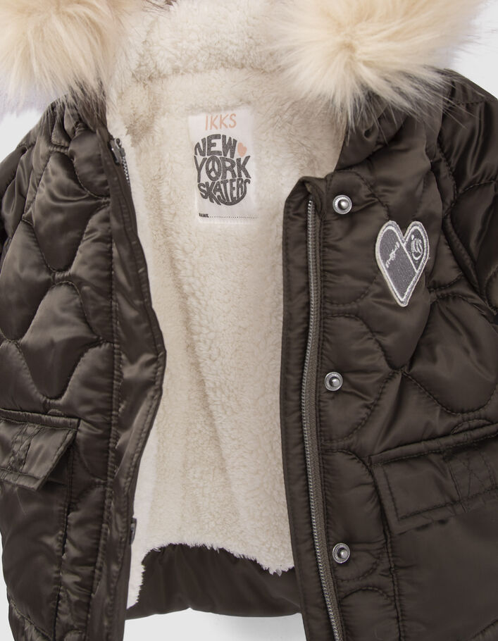 Parka kaki matelassée fourrée à capuche bébé fille