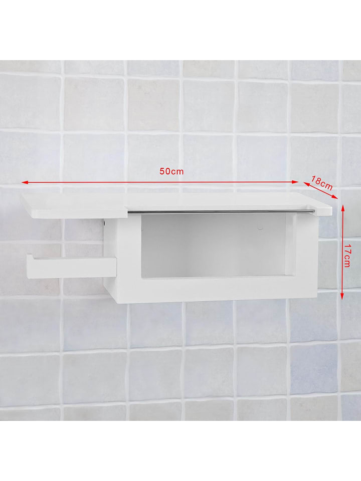 SoBuy Toilettenpapierhalter in Weiß - (B)50 x (H)17 x (T)18cm günstig kaufen onesize