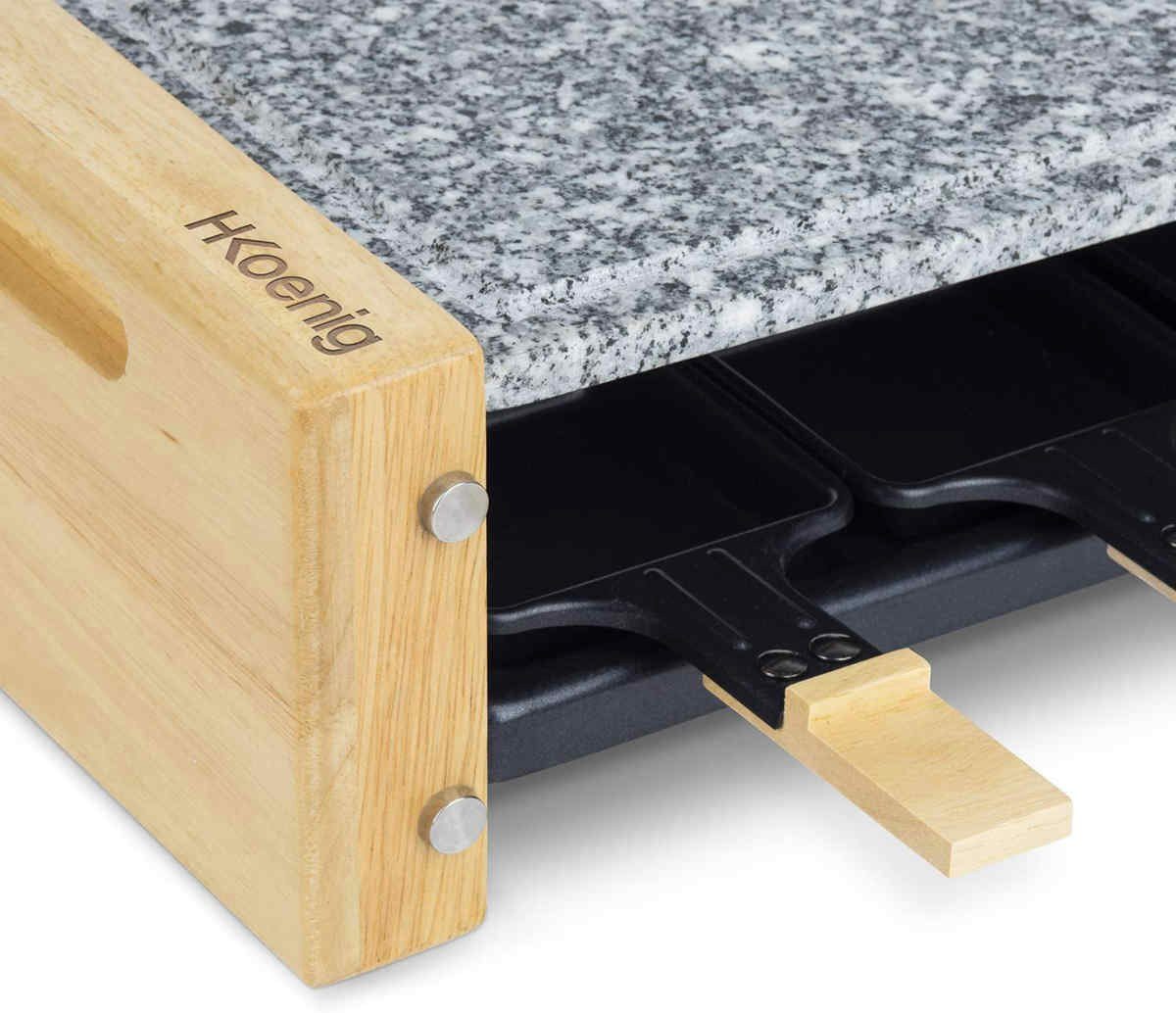 H.Koenig Raclette WOD6 Raclette-Grill für 6 Personen in Holz-Optik, 900 W