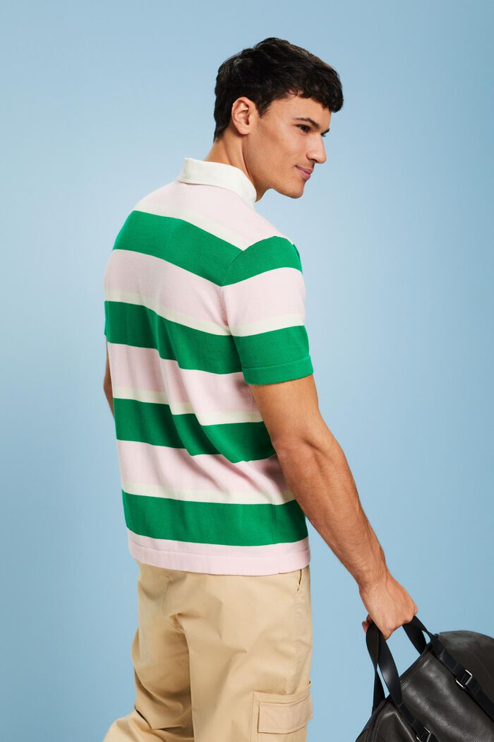 Gestreiftes Baumwoll-T-Shirt mit Logo und Polokragen
