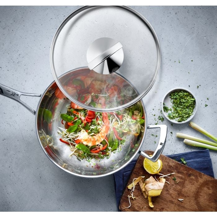 Wok mit Glasdeckel, 36 cm