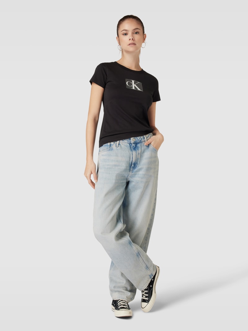 Slim Fit T-Shirt mit Paillettenbesatz Modell 'SEQUIN' in black