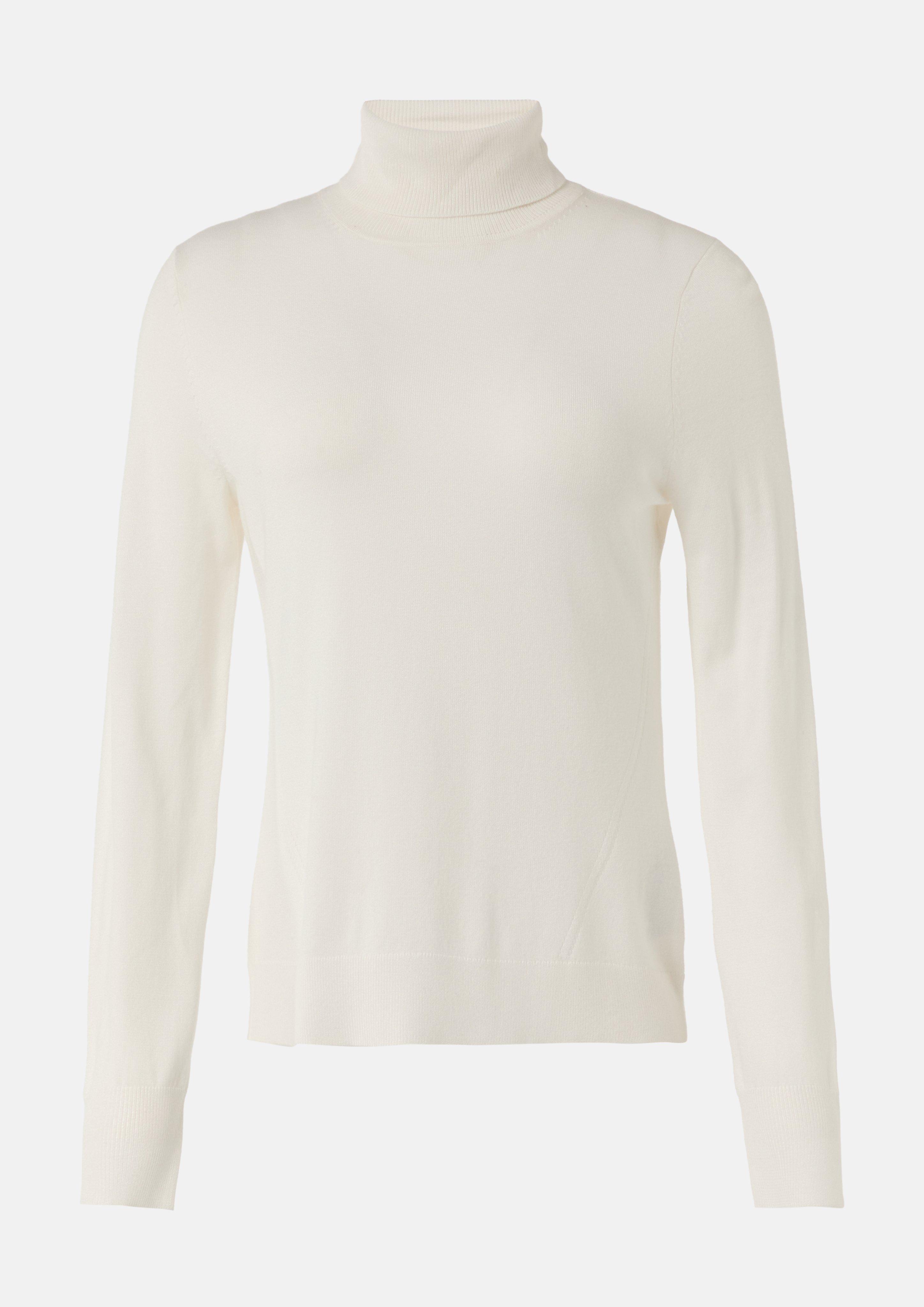 Feinstrickpullover mit Rollkragen und Schlitz am Ärmel - weiß