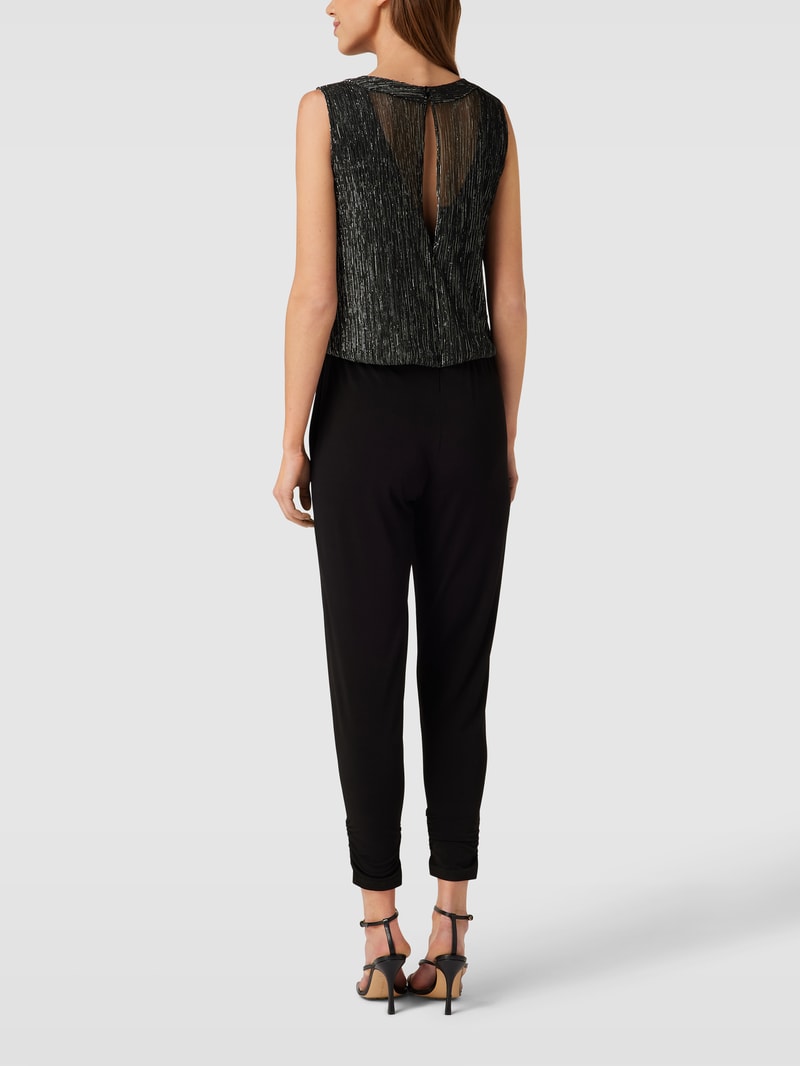 Jumpsuit mit Schlüsselloch-Ausschnitt in metallic schwarz