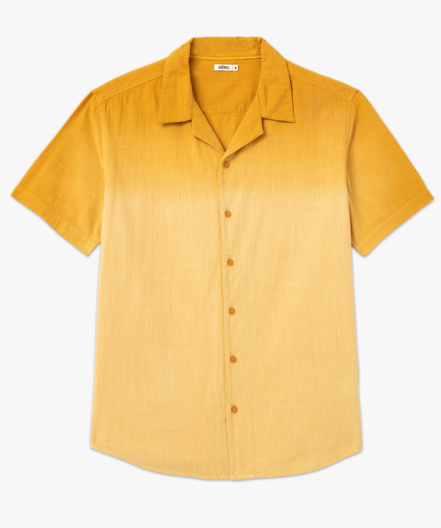 Chemise à manches courtes avec col cubain homme jaune | GEMO