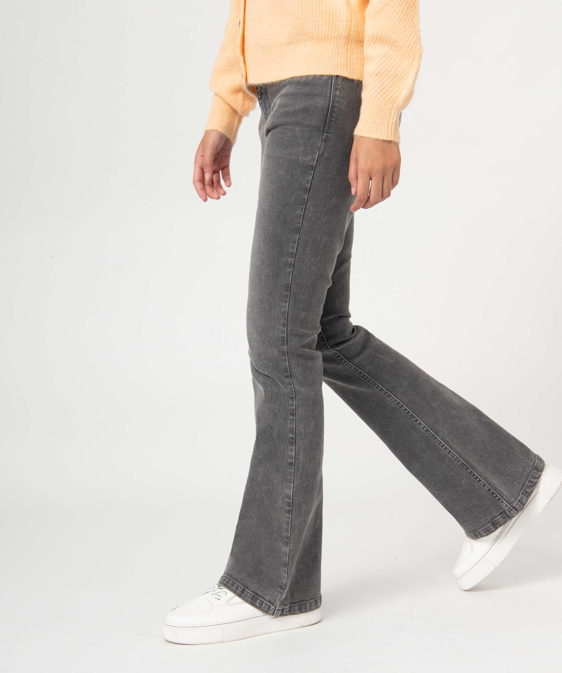 Jean femme coupe Bootcut taille haute grey | GEMO