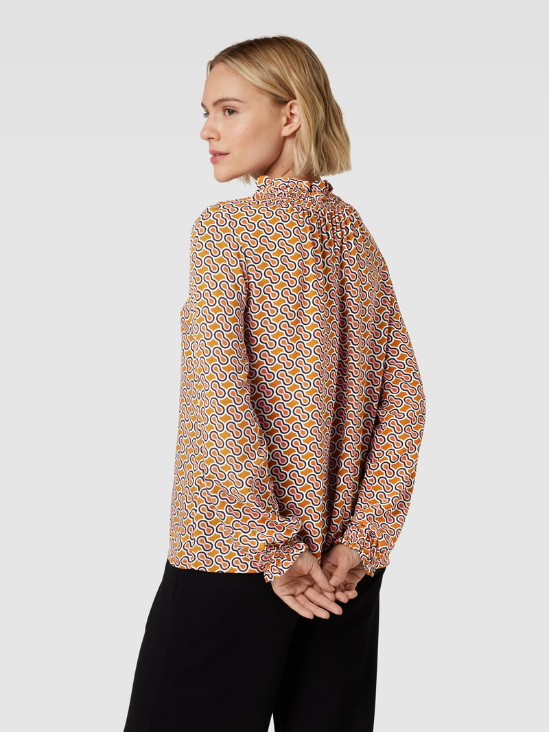 Blusenshirt mit Allover-Muster Modell 'Peanu' in cognac
