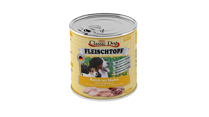 Classic Dog Hundenassfutter Dose Fleischtopf Adult Reich an Huhn 800 g