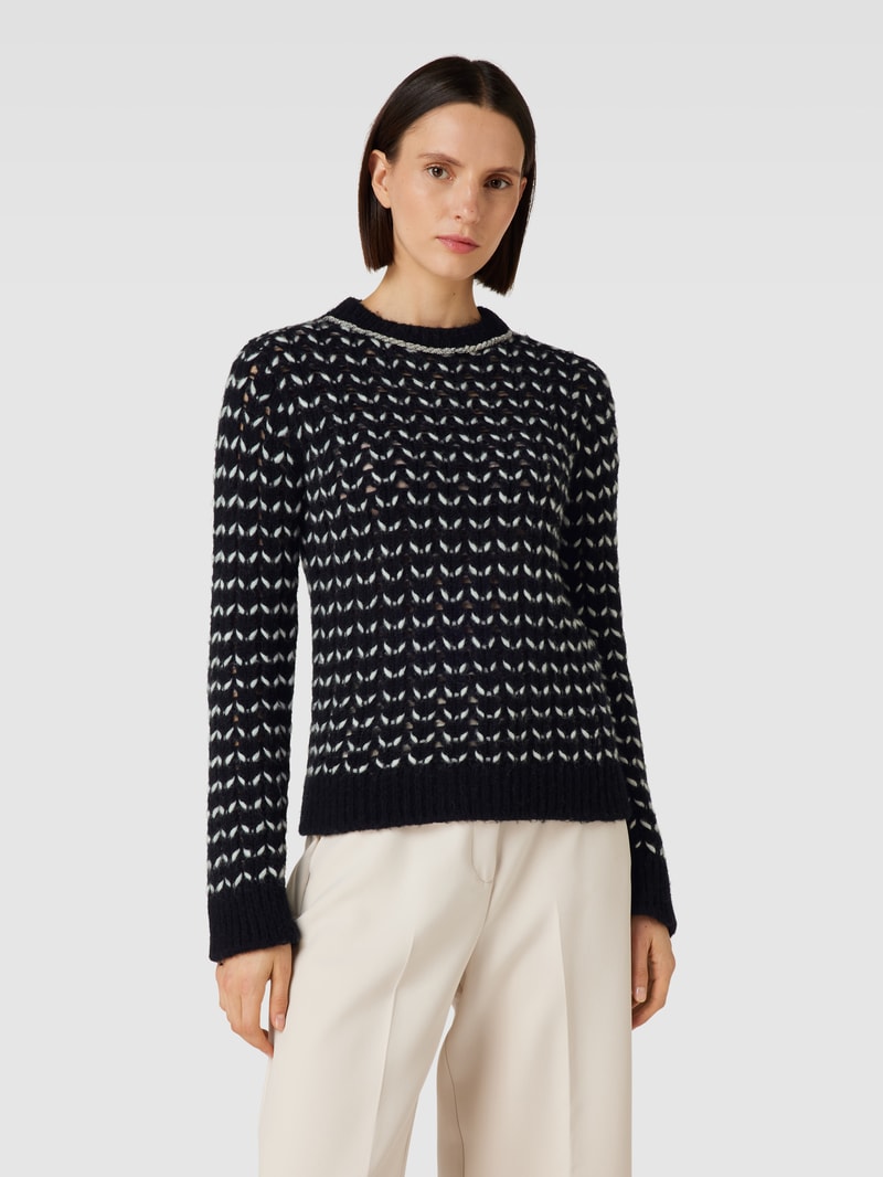 Strickpullover mit Allover-Muster Modell 'GUINEA' in schwarz