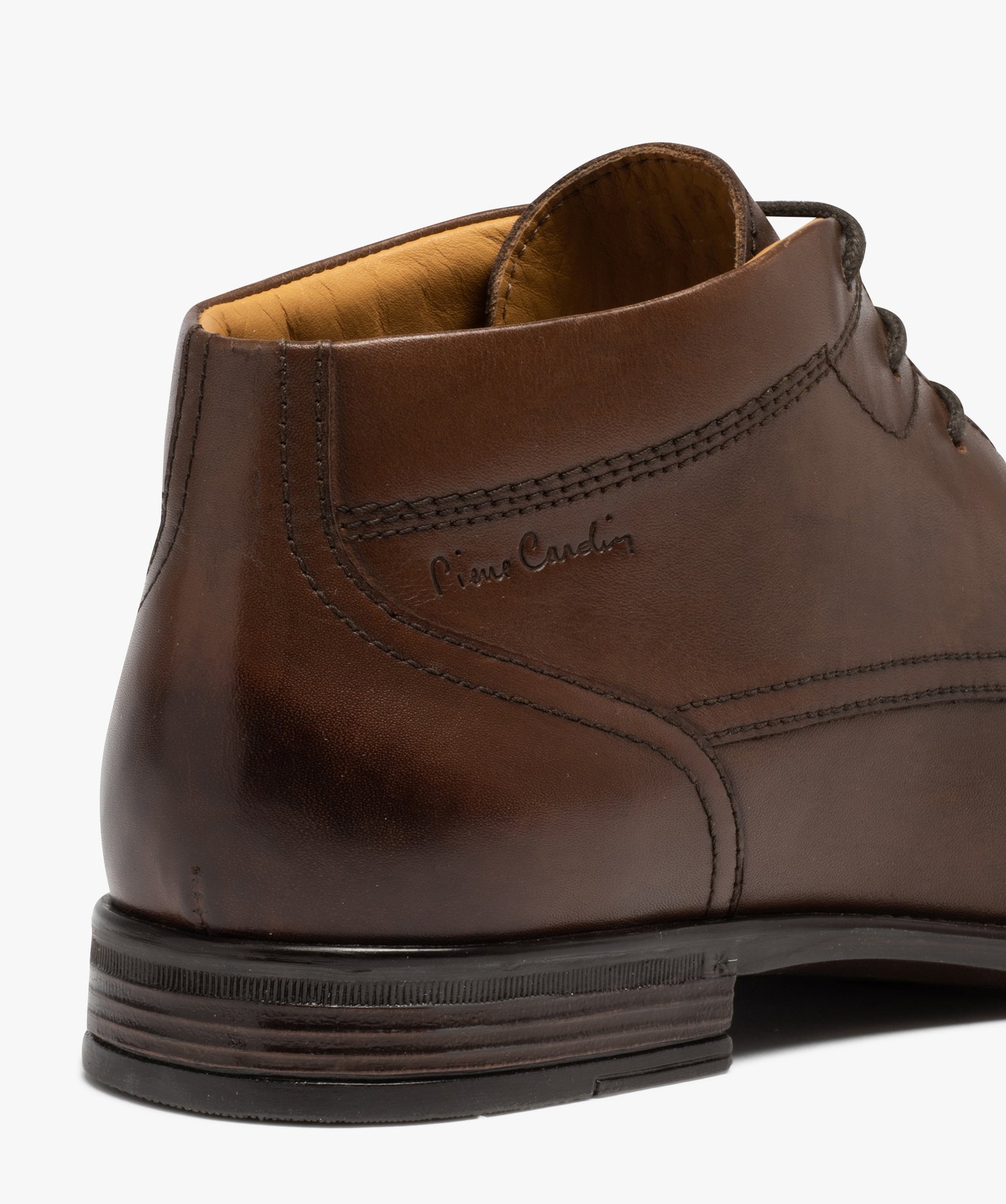 Boots hommes unies et en cuir à lacets - Pierre Cardin marron | GEMO