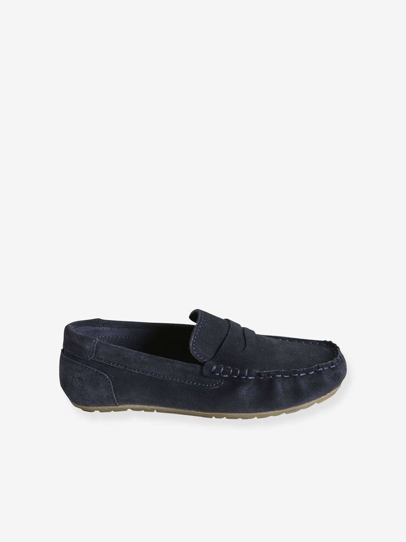 Mocassins croûte de cuir enfant marine