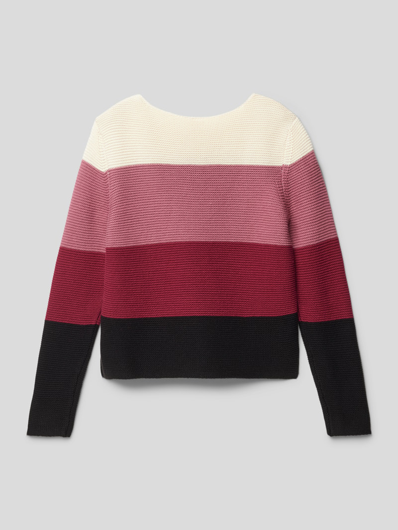 Strickpullover mit Blockstreifen in aubergine