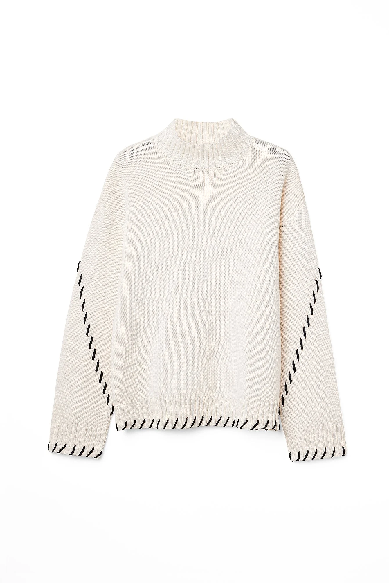 Gestrickter Pullover mit Kontrastnähten