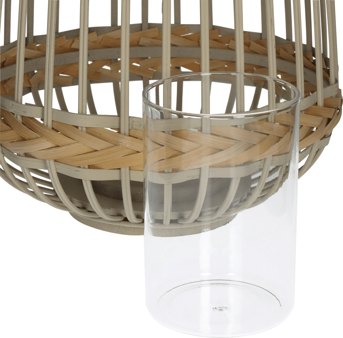 Windlicht aus Bambus, greige (29,5x29,5x32 cm), 1 St