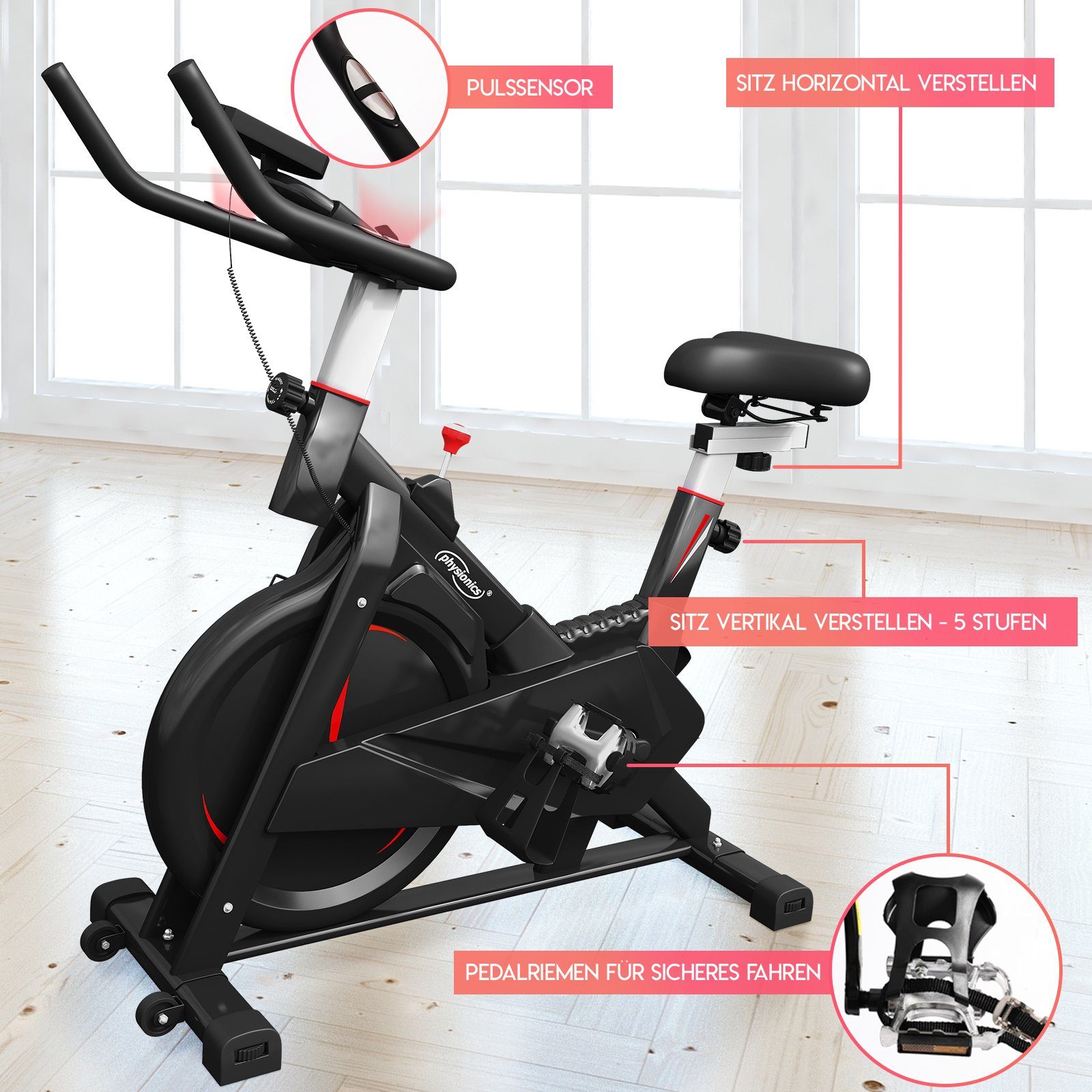 Physionics Heimtrainer Fahrrad Home Indoor Ergometer Cycling Trimmrad Speedbike