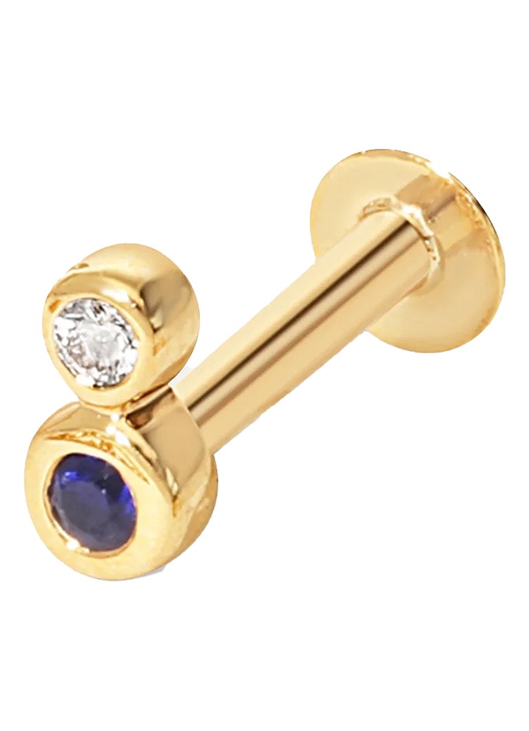 Culet Jewellery Doppelte Lünette Piercing mit Diamant und Saphir
