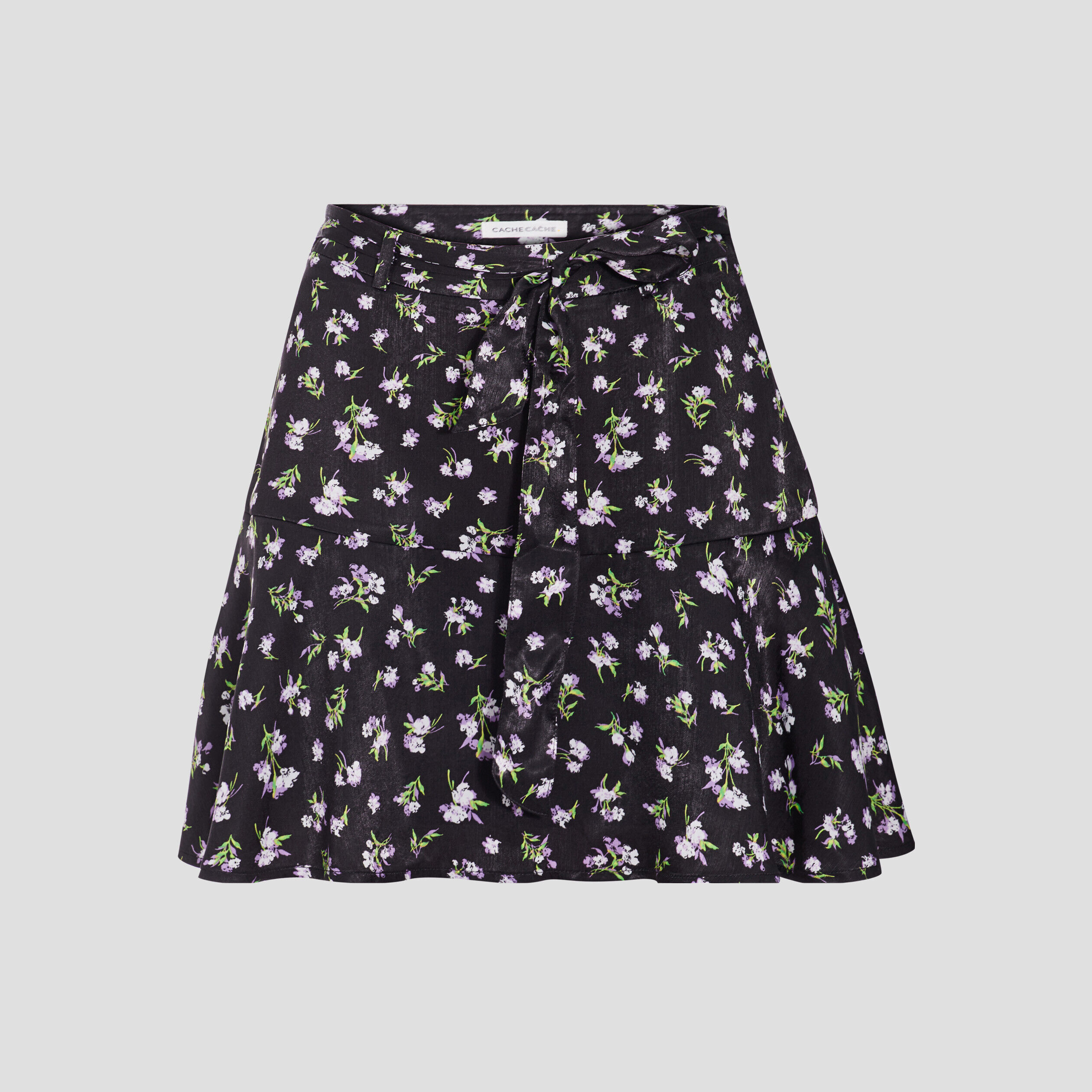 Jupe-short évasée satinée noir femme | Cache Cache