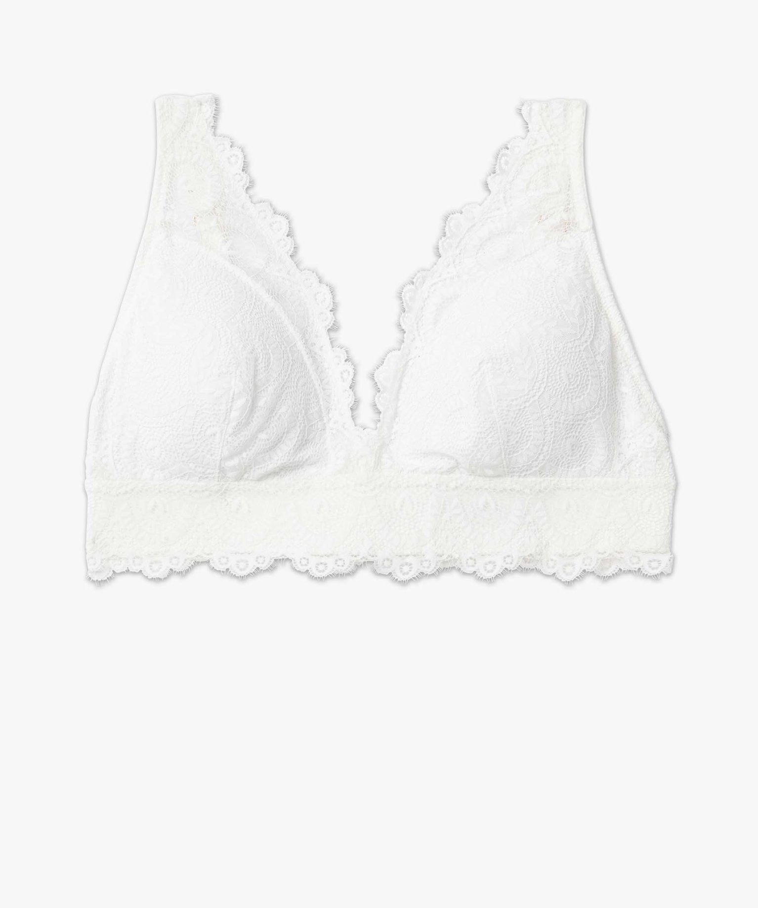 Soutien-gorge triangle grande taille sans armatures en dentelle blanc | GEMO
