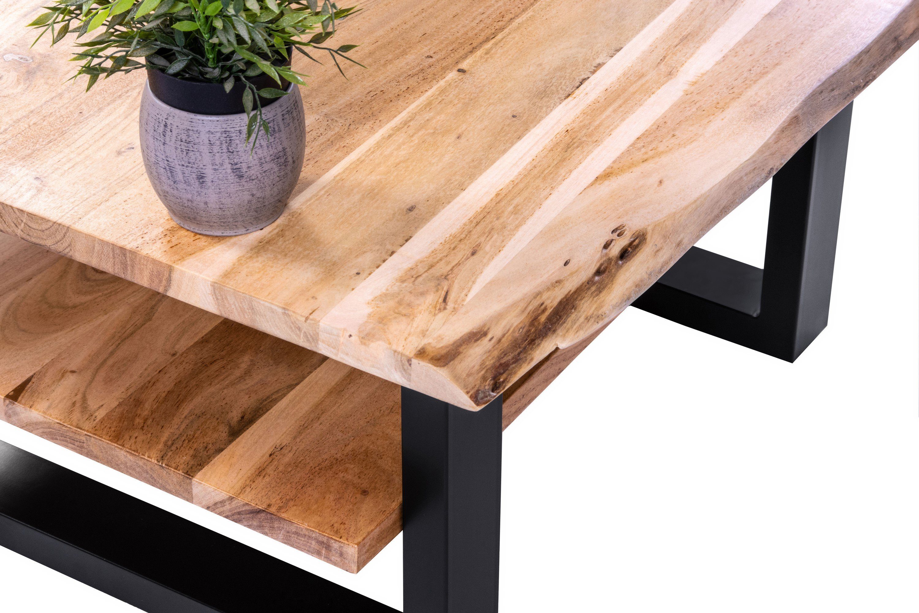 Junado® Couchtisch Patrick, Akazie Massivholz, Stärke Tischplatte 26mm, natürliche Baumkante