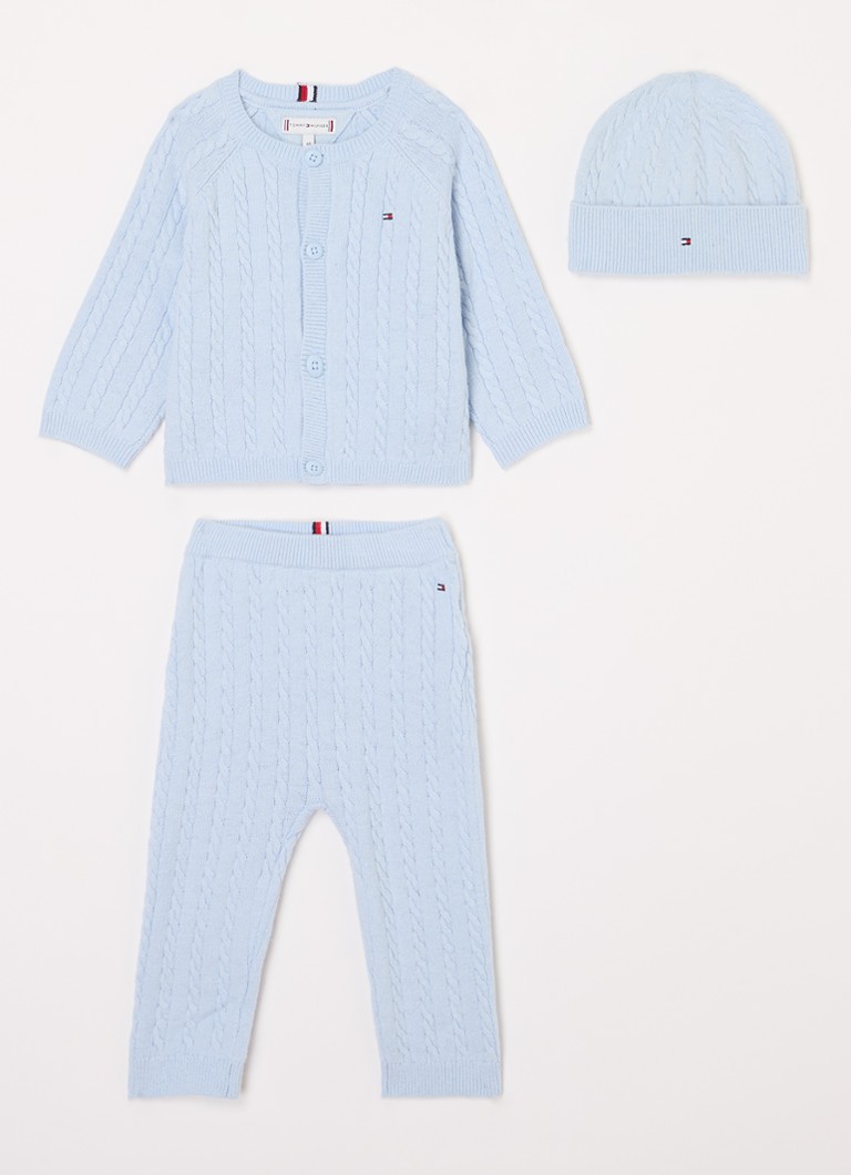 Tommy Hilfiger 3-delt sett med cardigan, leggings og lue i ullblanding