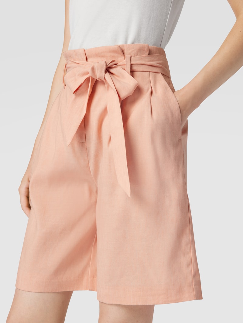Shorts mit Bundfalten in koralle meliert