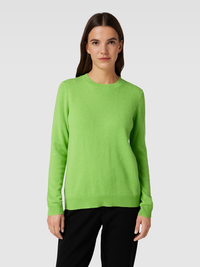 Kaschmirpullover in melierter Optik in apfelgrün