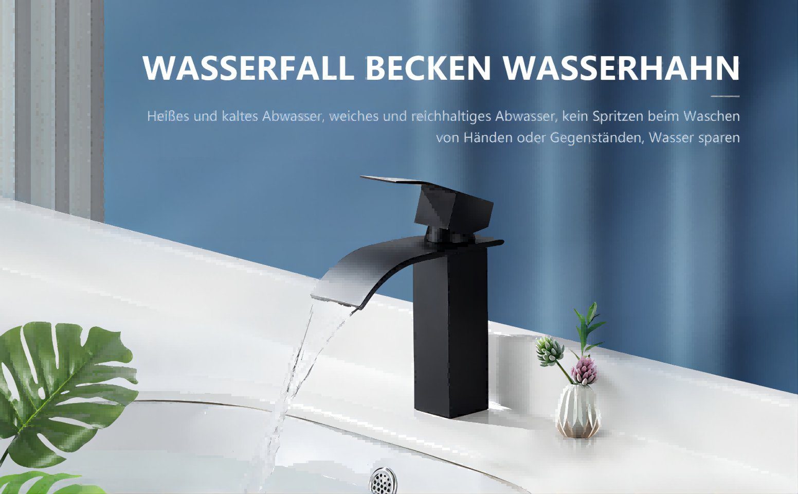 LifeImpree Badarmatur Wasserhahn Bad Waschtischarmatur Schwarz, Höhe: 18 cm
