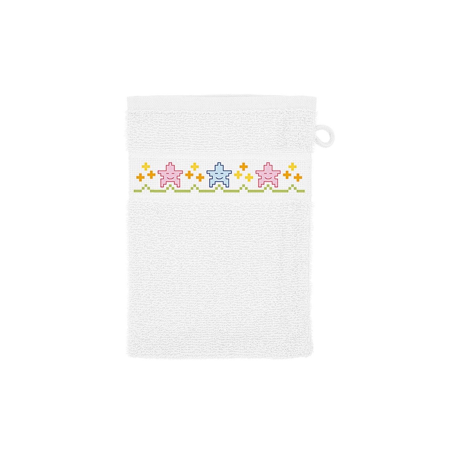 3er-Pack buttinette Walk-Frottier-Waschhandschuh, weiß