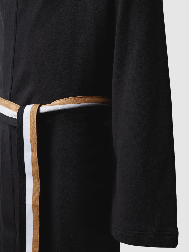 Bademantel mit Kapuze Modell 'French Terry' in schwarz