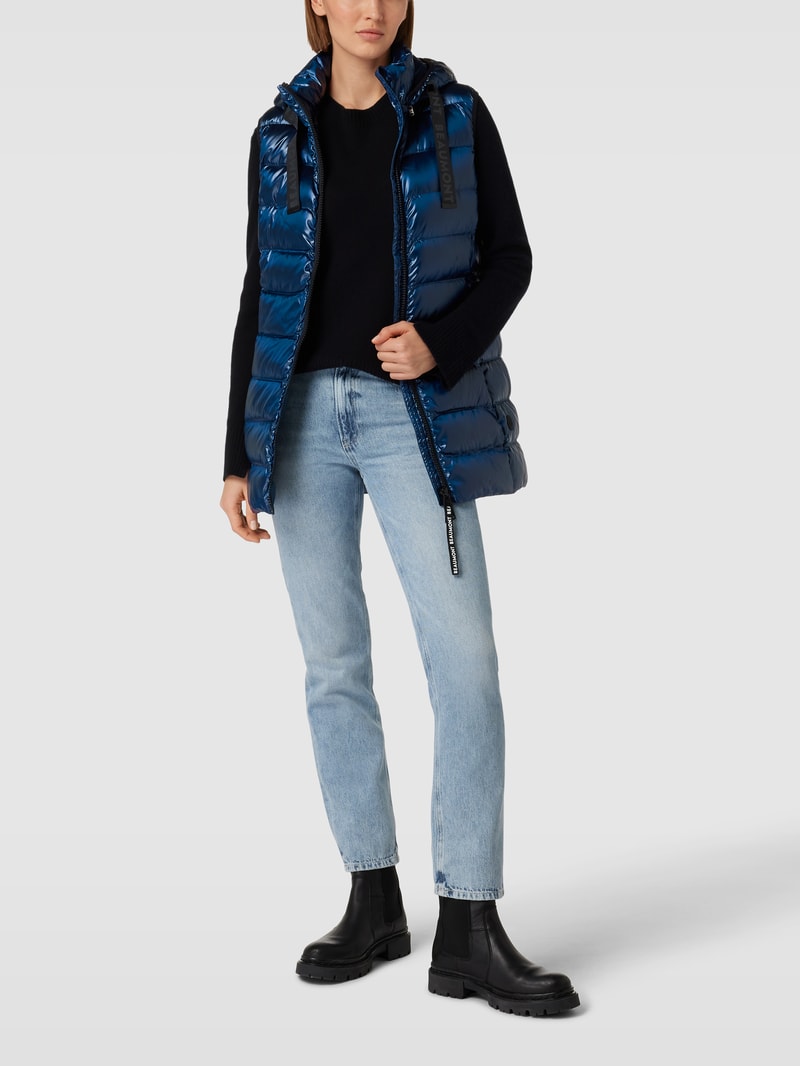 Daunenweste mit Label-Details in dunkelblau
