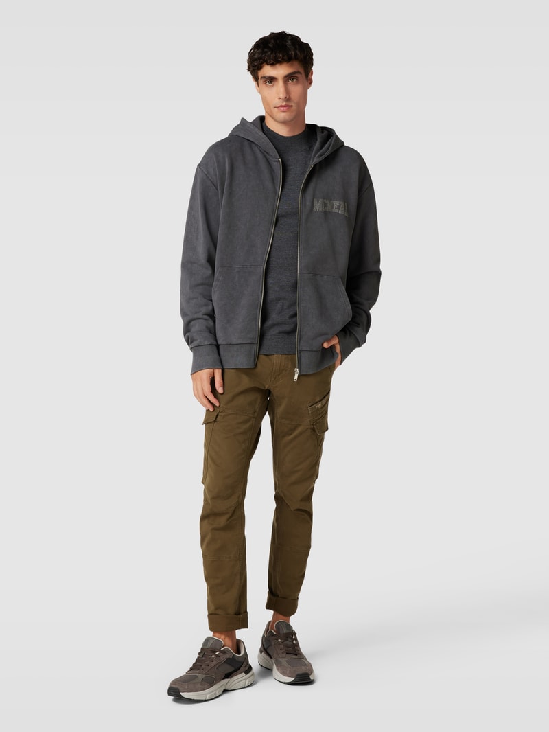 Sweatjacke mit Label-Detail in dunkelgrau