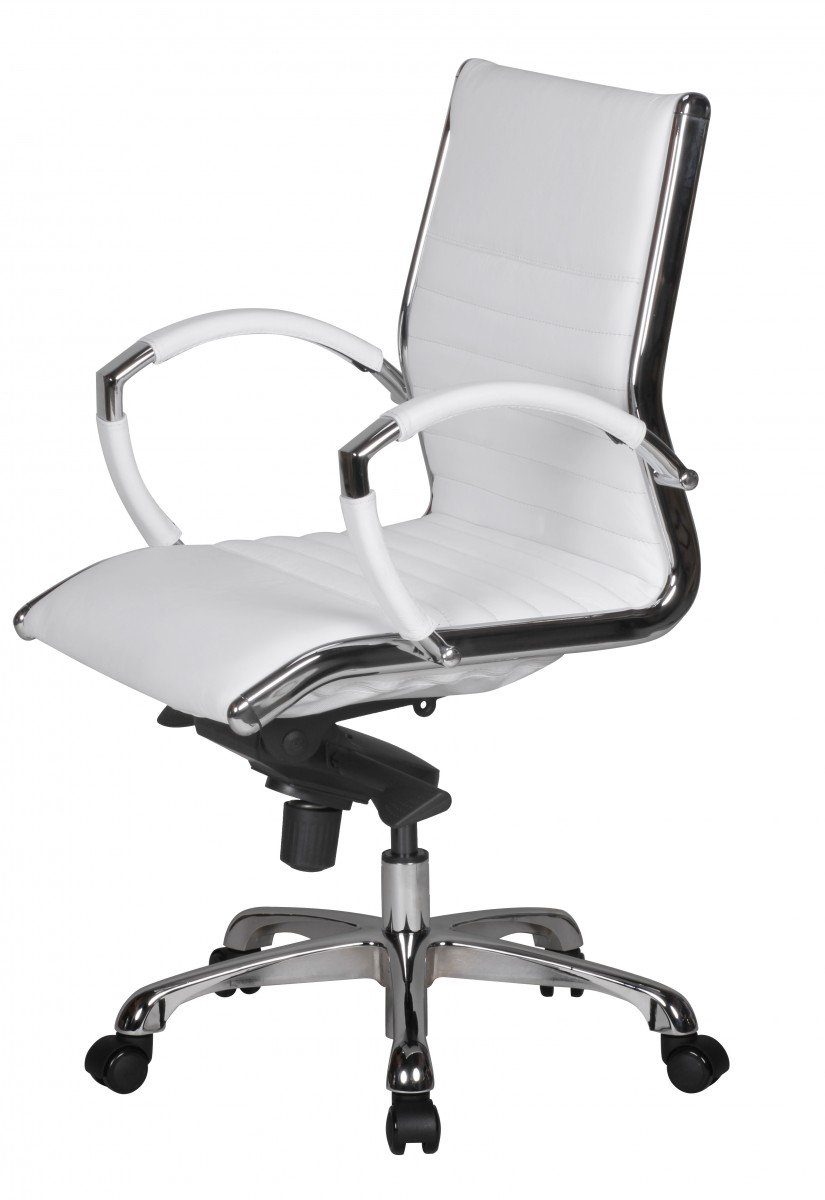 Amstyle Drehstuhl SPM1.236 (SALZBURG 2 Echtleder Weiß Schreibtischstuhl), Bürostuhl XXL 120kg Chefsessel höhenverstellbar