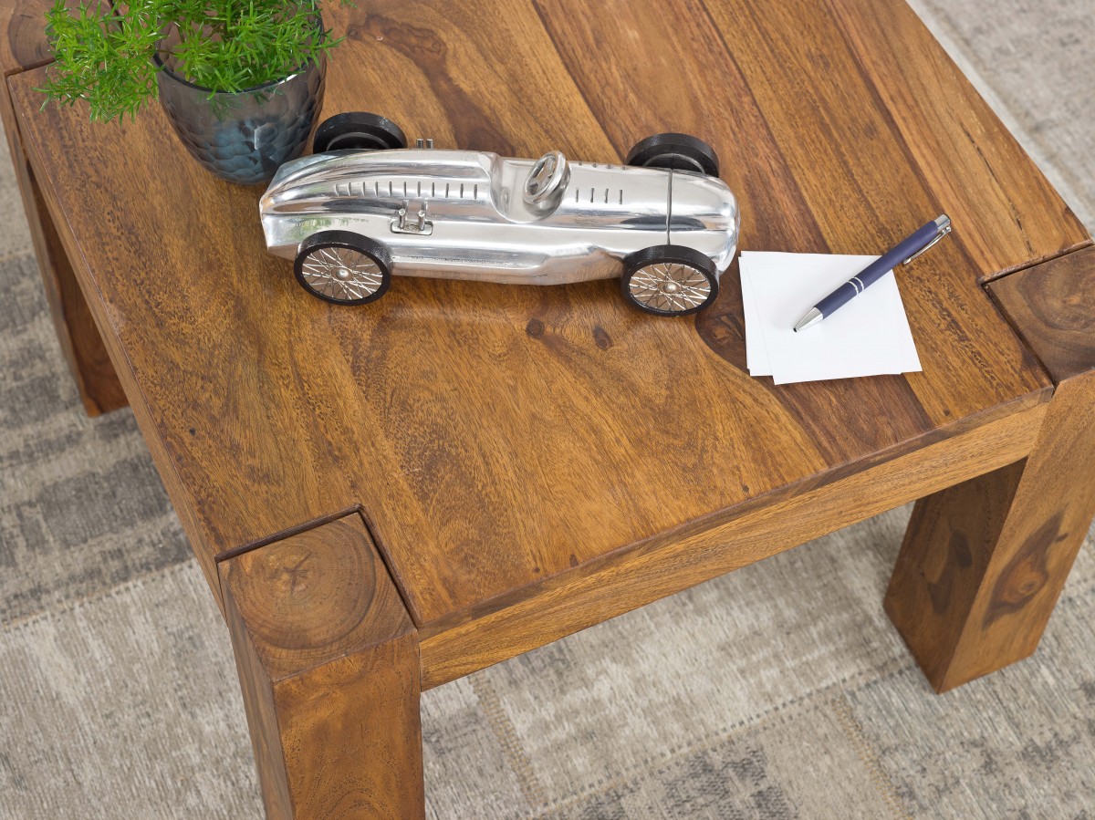 Wohnling Sheesham Couchtisch Massiv 60 x 60 cm Massivholz