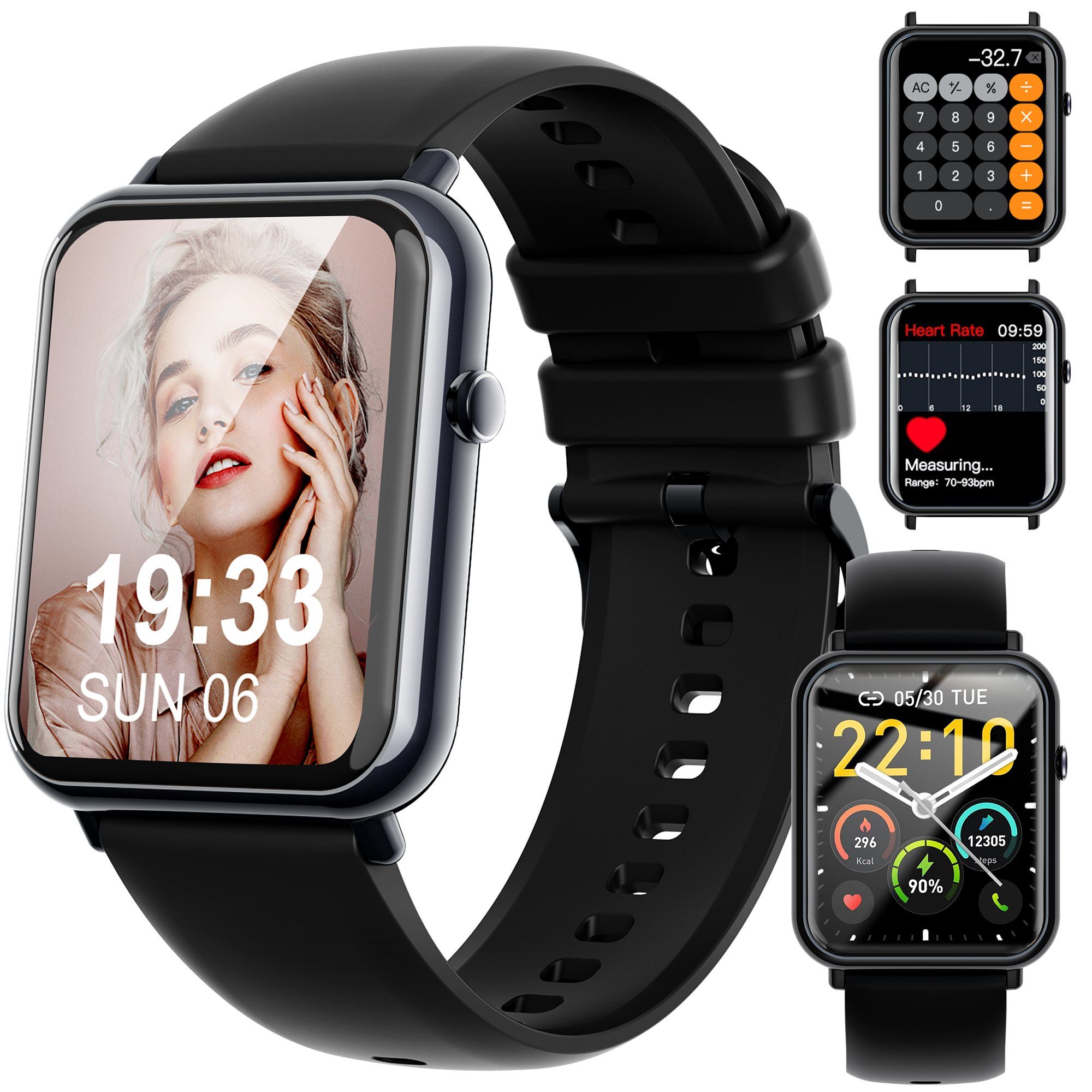 Tisoutec Smartwatch Damen Herren Fitness Tracker Fitnessuhr Smartwatch (Fitnessuhr /WhatsApp Notiz,Smartwatch Fitness Tracker Uhr IP68 Wasserdicht,1.69