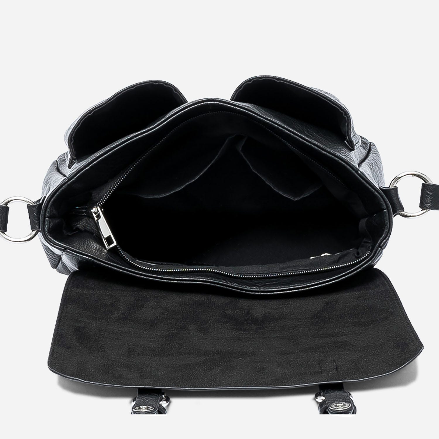 Sac bandoulière noir à double boucle