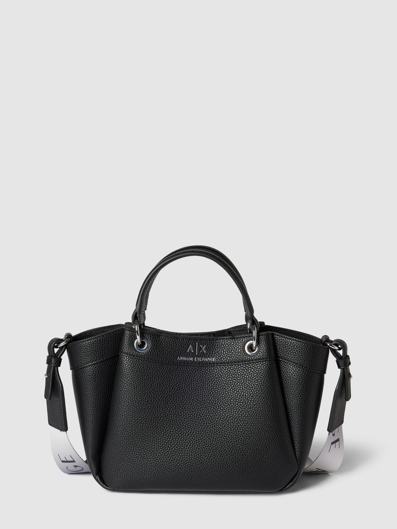Tote Bag mit Label-Details Modell 'WAVE' in schwarz